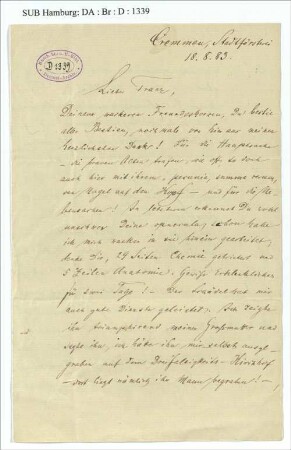 Brief an Franz Oppenheimer