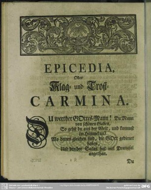 Epicedia, Oder Klag- und Trost-Carmina