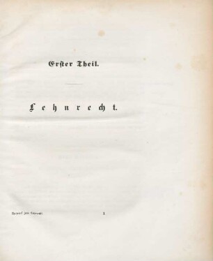 Erster Theil. Lehnrecht