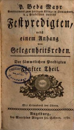 Predigten, 5. Festpredigten : nebst einem Anhang von Gelegenheitsreden