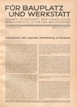 Rationalisierte oder organische Arbeitsleistung im Handwerk