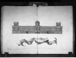 Dichiarazione dei disegni del Reale Palazzo di Caserta ..., Tav. V: Aufriss der Hauptfassade