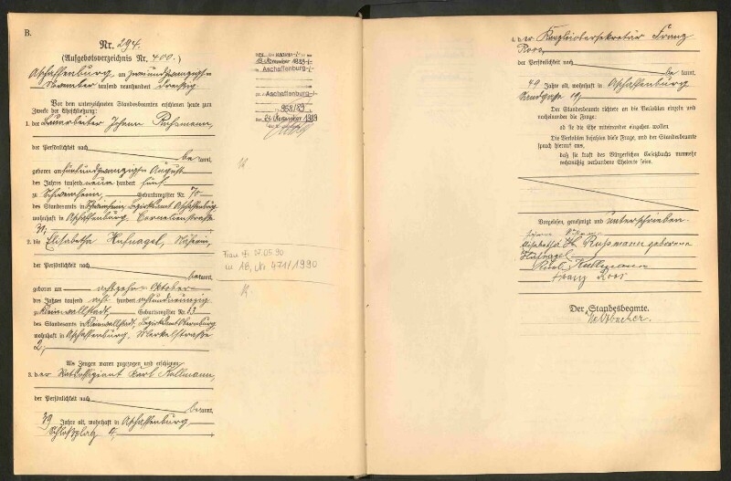 Standesamtsbuch der Stadt Aschaffenburg: Eheschließungen 252/1930 - 130/1931