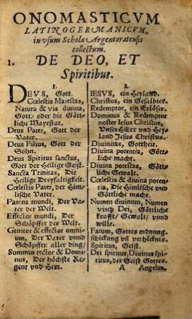 Onomasticon Latinogermanicvm : In Vsvm Scholae Argentoratensis collectum