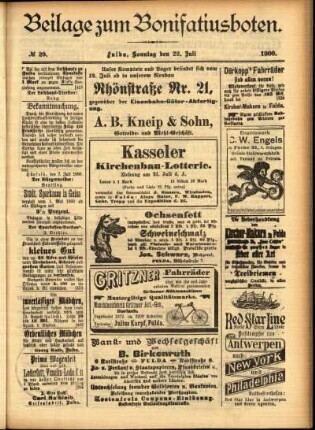 Zweite Ausgabe vom Sonntag, den 22. Juli 1900.