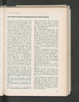 Der Wiederverkörperungsgedanke bei Friedrich Hebbel.