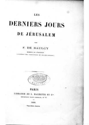 Les derniers Jours de Jérusalem