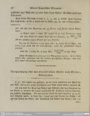 Vergleichung des alt-französischen Gold- und Silber-Münzfußes