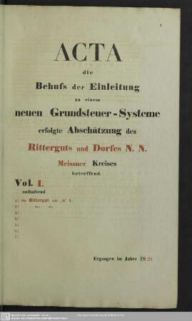 Beispielsweise Abschätzung eines Rittergutes