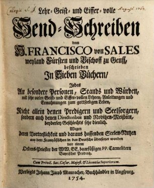 Lehr- Geist- und Eiffer-volle Send-Schreiben : in 7 Büchern ...