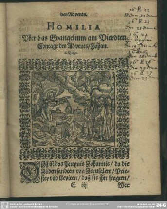 Homilia Uber das Evangelium am Vierdten Sontage des Advents, Johan. 2. Cap.