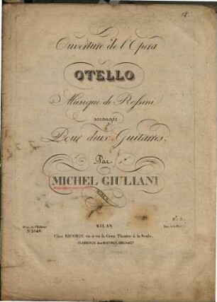 Ouverture de l'opéra Otello : oeuvre 8