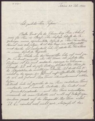 [Brief von Andreas Angyal an Otto Selz vom 22. Februar 1931]