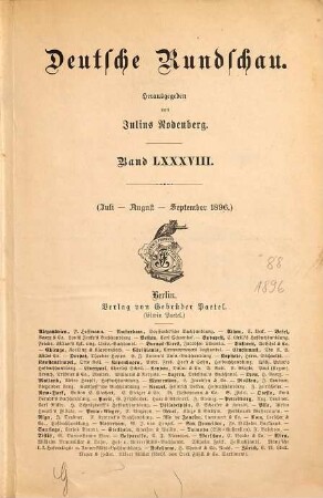 Deutsche Rundschau. 88 = Jg. 22. 1896