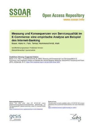 Messung und Konsequenzen von Servicequalität im E-Commerce: eine empirische Analyse am Beispiel des Internet-Banking