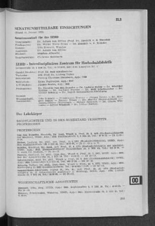 II.3 Senatsunmittelbare Einrichtungen