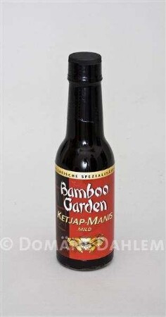 Einkauf Biolek: Flasche "Ketjap-Manis" der Marke "Bamboo Garden"