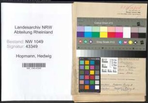 Entnazifizierung Hedwig Hopmann , geb. 09.08.1905 (Lehrerin)