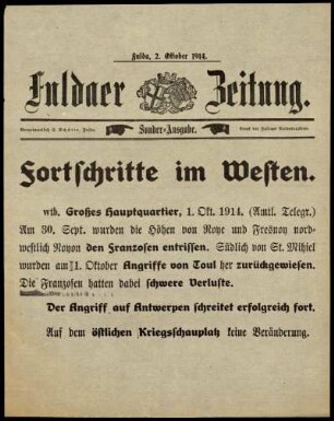 Ausgabe vom Freitag, den 02. Oktober 1914.