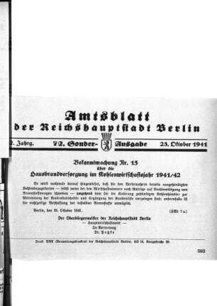 72. Sonderausgabe, 23. Oktober 1941