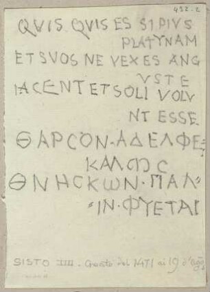 Inschrift des Grabsteins von Bartolomeo Platina (?) in Santa Maria Maggiore in Rom