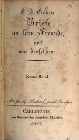 Ch. F. Gellerts sämmtliche Werke, 8. Briefe ; [1]