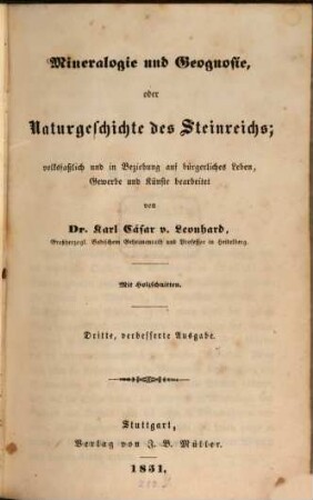 Mineralogie und Geognosie, oder Naturgeschichte des Steinreichs