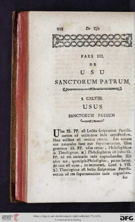 Pars III: De usu sanctorum patrum