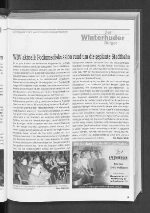WBV aktuell: Podiumsdiskussion rund um die geplante Stadtbahn