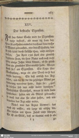 XXV. Der bestrafte Eigensinn
