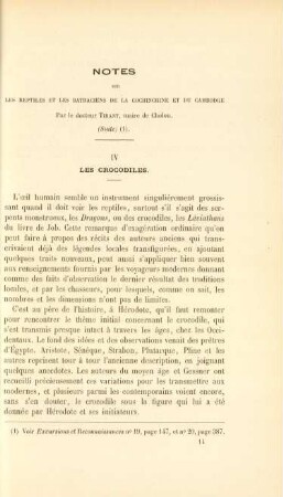 Notes sur les reptiles et les batraciens de la Cochinchine et du Cambodge par le docteur Tirant, maire de Cholon