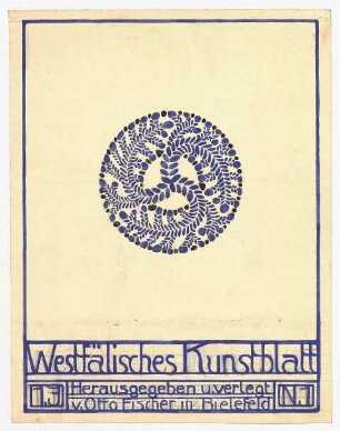 Coverentwurf für das Westfälische Kunstblatt : Stilisiertes Rad aus Pflanzenformen mittig in einem Quadrat, darunter Schriftzug zum Kunstblatt