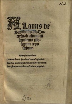 De parabolis al[ia]s Doctrinale altum : cu[m] luculenta glosarum expositione