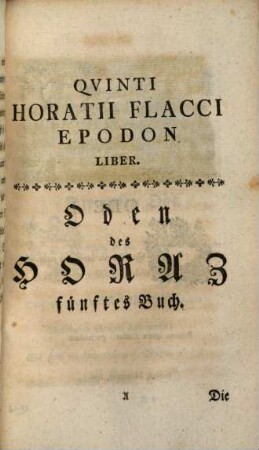Uebersetzung der Oden des Horaz, Fünftes Buch