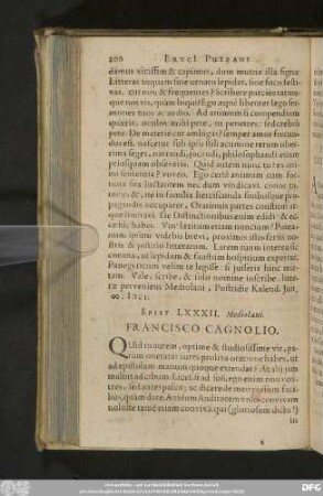 Epist. LXXXII. Mediolani. Francisco Cagnolio.