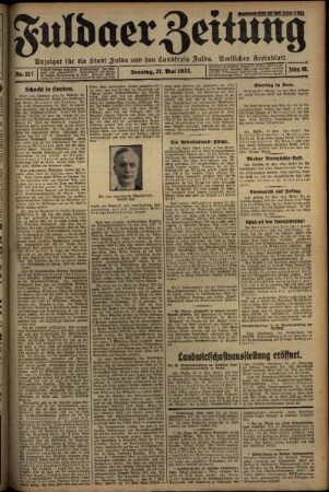 Erste Ausgabe vom Sonntag, den 21. Mai 1933.