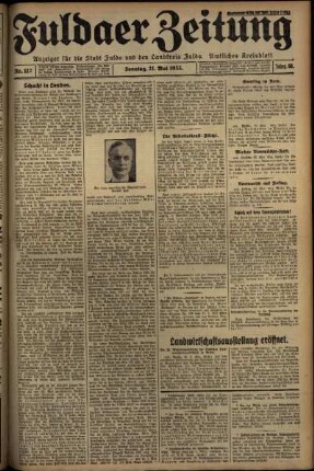 Erste Ausgabe vom Sonntag, den 21. Mai 1933.