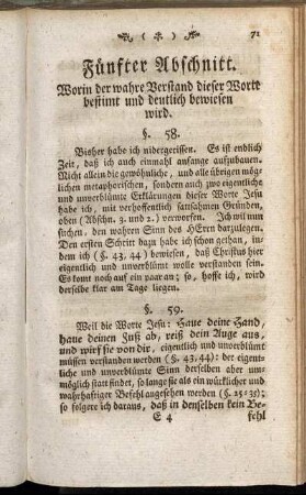 Fünfter Abschnitt. Worin der wahre Verstand diese Worte bestimt und deutlich bewiesen wird.