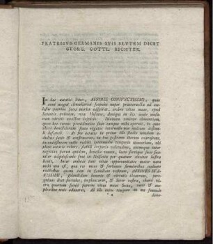 Fratribus Germanis Suis Slutem Dicit Georg. Gottl. Richter