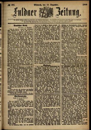 Erste Ausgabe vom Mittwoch, den 18. Dezember 1889.