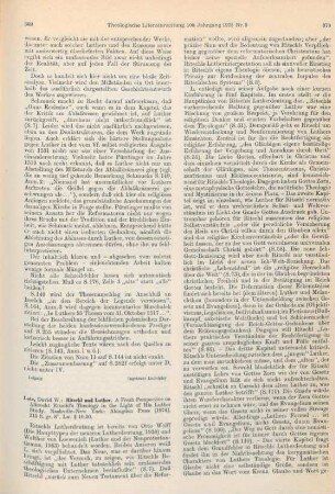 369-371 [Rezension] Lotz, David W., Ritschl & Luther