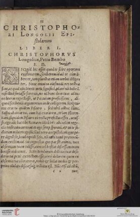 Christophori Longolii Epistolarum Liber I