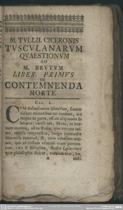 Liber. Primus De Contemnenda Morte
