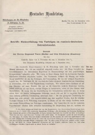 51. Jahrg. Nr. 28., ... den 18. Dezember 1911