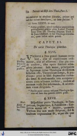 Caput II. De variis Theologiae generibus.