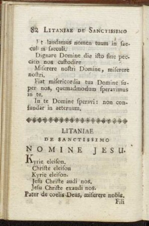 Litaniae de Sanctissimo Nomine Jesu.
