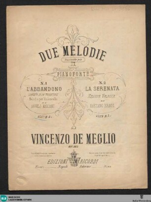 1: L' Abbandono : lamento di un trovatore; melodia per violoncello