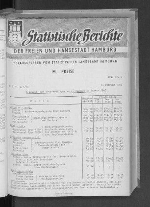 Erzeuger- und Großhandelspreise in Hamburg im Januar 1960 : Lfd. Nr. 5