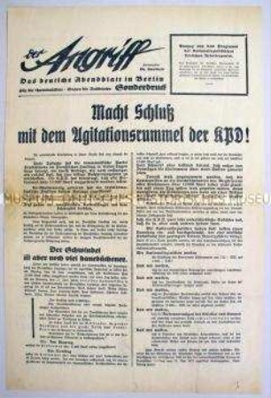 Sonderausgabe der NS-Zeitung "Der Angriff" zur Reichstagswahl im Juli 1932