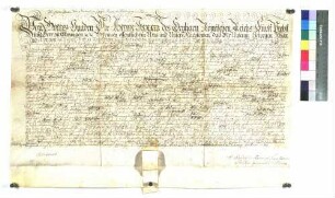Propst Anton Ignaz von Fugger-Glött verleiht Johannes Rieninger ein Erblehen in Unterkochen.